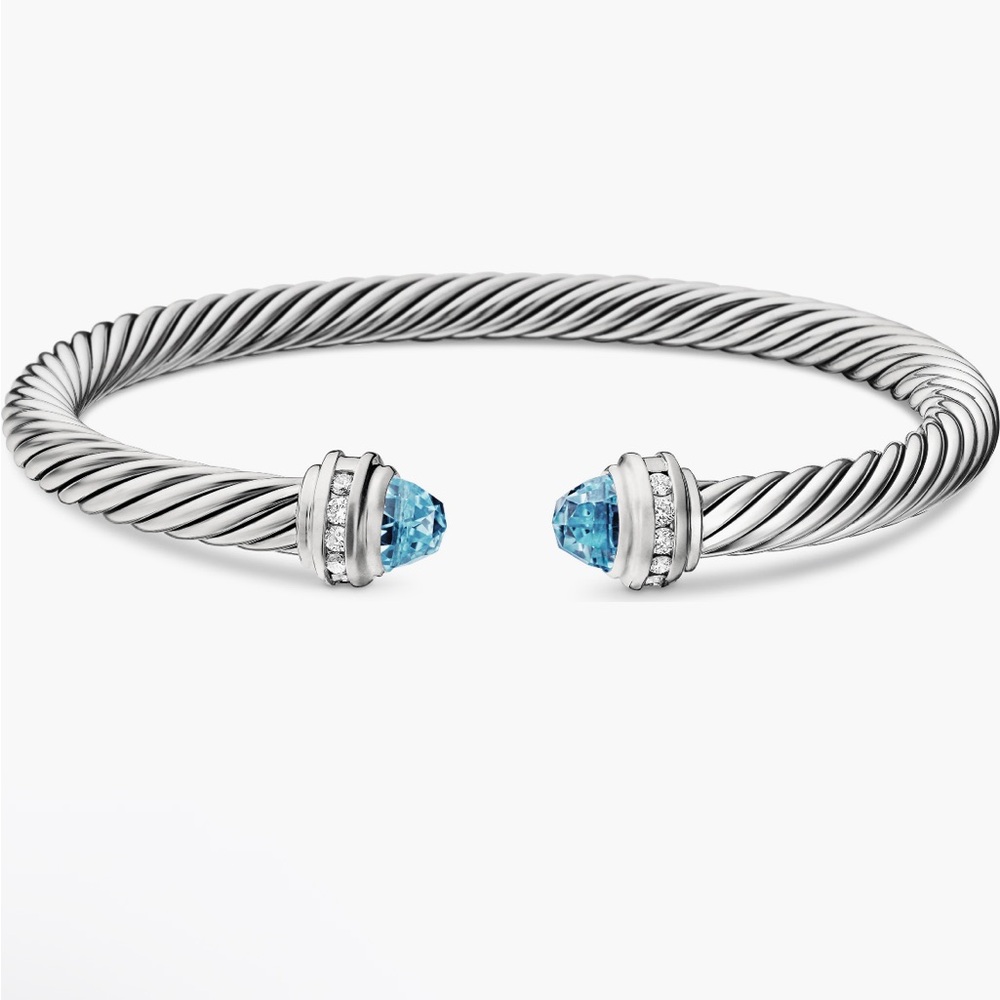 David Yurman cable bracelet blue topaz & pavé diamonds 5mm